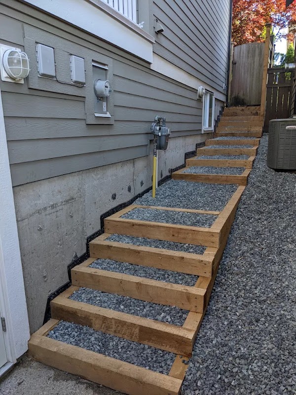 Timber-framed steps filled with crushed rock